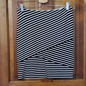 Navy and white striped skirt